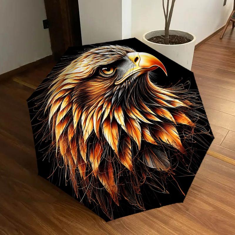 1pc Eagle Head Fashionable Automatic Opening/Closing Folding Umbrella with 8 Iron Bones, Plastic Handle Yy251015075
