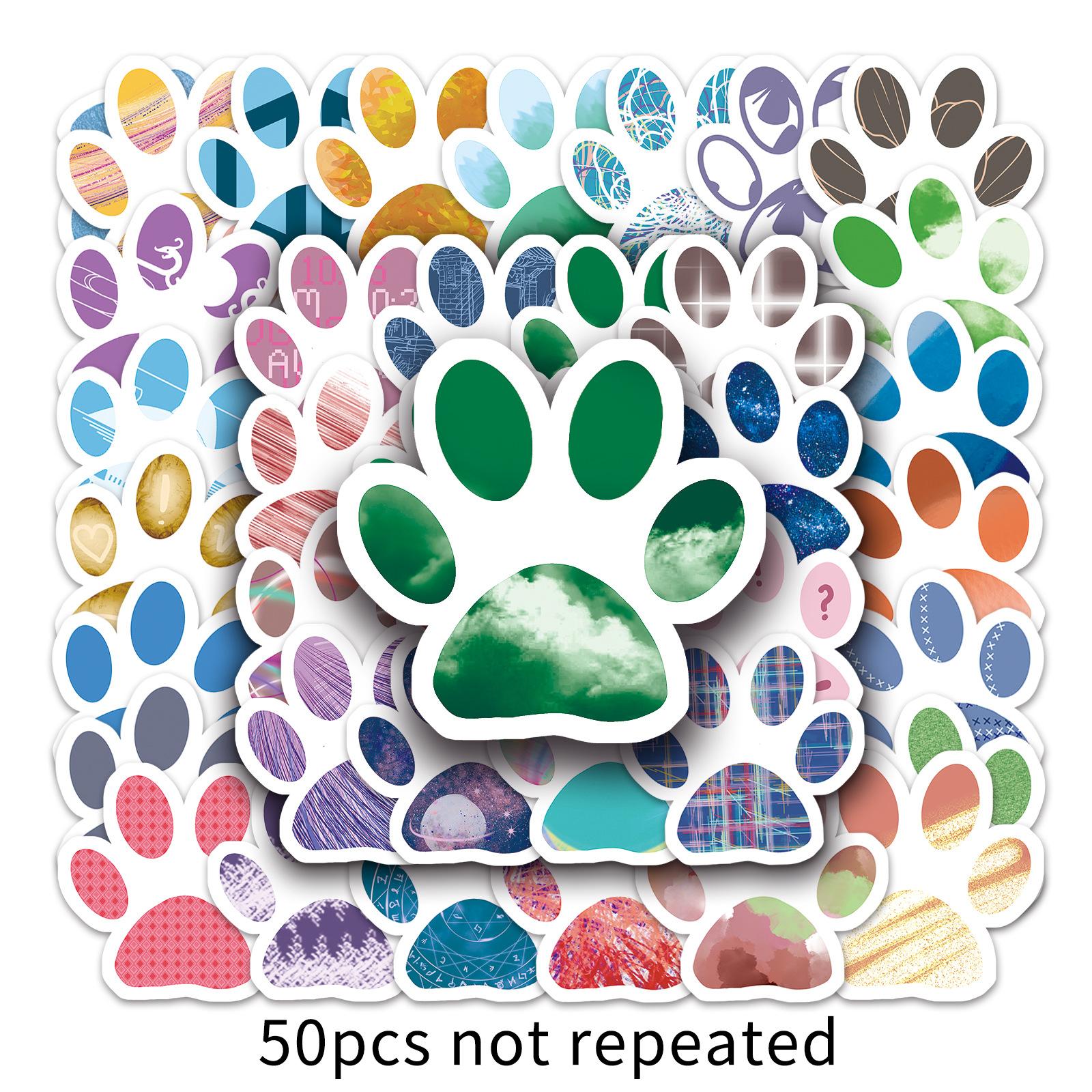 

50 Dog Footprints Doodle Cartoon Cute Children s Goo Card DIY Mobile Phone Case Suitcase Stickers Waterproof