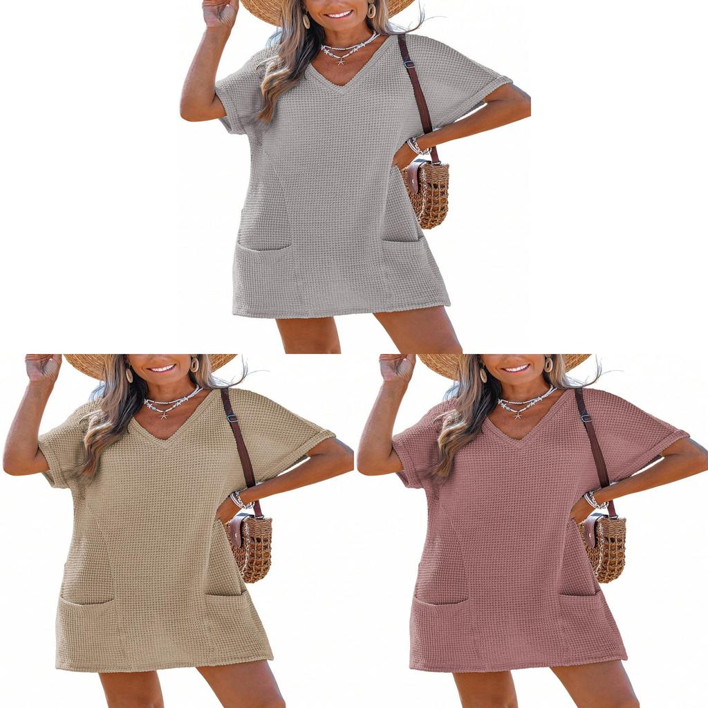 Copricostume da Spiaggia con Tasche e Scollo a V per Donna Yoga e Vacanze