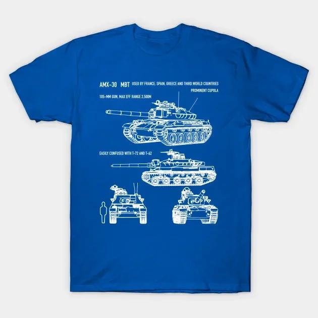 French AMX30 Main Battle Tank Blueprint TShirt 100 Cotton ONeck Summer Short Sleeve Casual Mens Tshirt Size S3XL