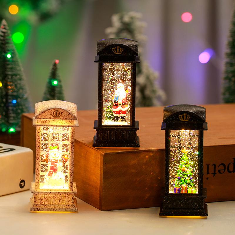 Christmas Decoration Christmas Wind Lantern Retro Hexagonal Wind Lantern Water-filled LED Christmas Night Light Christmas Ornaments Gifts