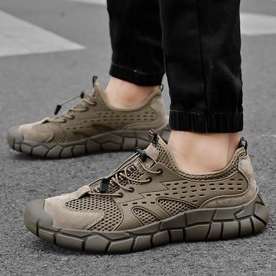 Yaz Nefes Alabilir Oyuk Örgü Erkek Yürüyüş Ayakkabıları Açık Hava Erkek Spor Ayakkabıları Tırmanış Ayakkabıları Lüks Kalite Erkek Spor Kaymaz Ayakkabılar
