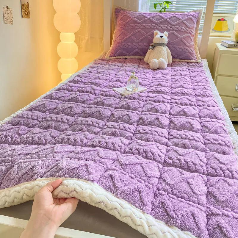 WTEMPO Plush Foldable Mattresses Solid Clor Single and Double Mattresses Student Dormitory Thickened All Seasons Home-use Soft Velvet Mattresses