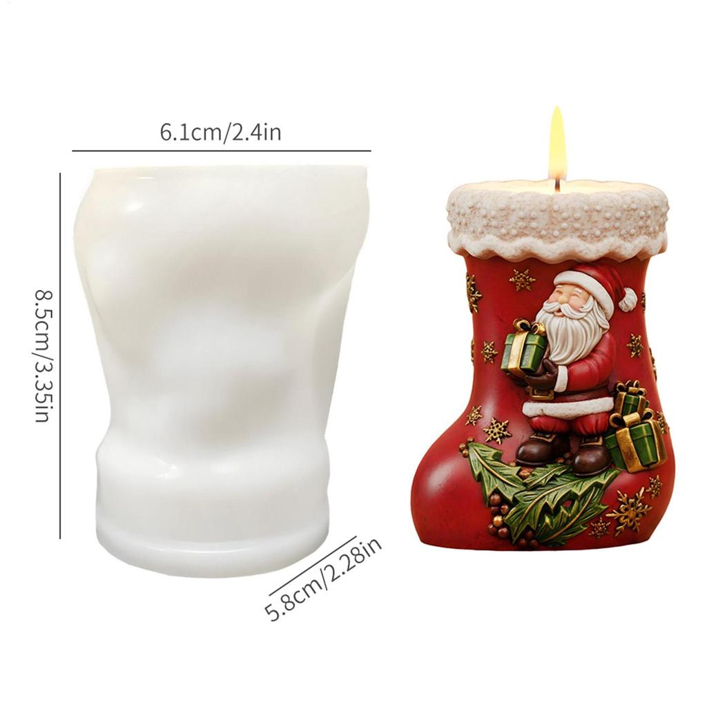 Santa Stocking Candle Mold Reusable Crafting Mould Christmas Stocking Shape Candle Mold For Children Beginners Boys Girls Home