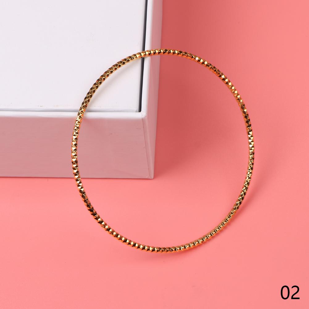 1Pcs African Gold Color Shiny Bangles Dubai Circle Bracelet Jewelry For Women Girls Ethiopian Bride Wedding
