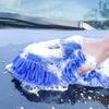 Blue Microfiber Chenille Coral Fleece Car Wash Sponge Care Washing Brush Pad Cleaning Tool Washing Towel Gloves Car Accessories