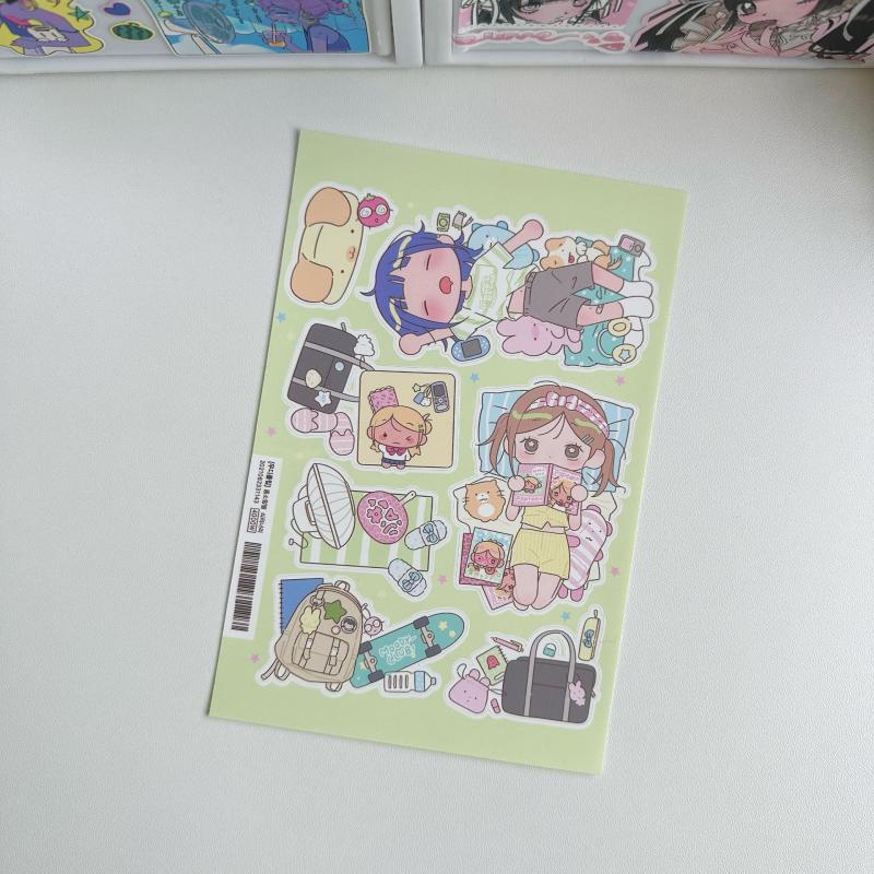 1 Sheet Korean Kawaii Y2K Decals Cute Sweet Cool Japanese Shibuya Girl Sticker Hand Account Diary Scrapbook Decorative Stickers