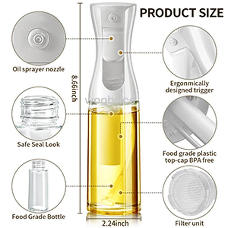 200/300/500ml Oil Spray for Kitchen Oil Nebulizer Dispenser Spray Oil Sprayer Airfryer BBQ Camping Olive Oil Diffuser Brush