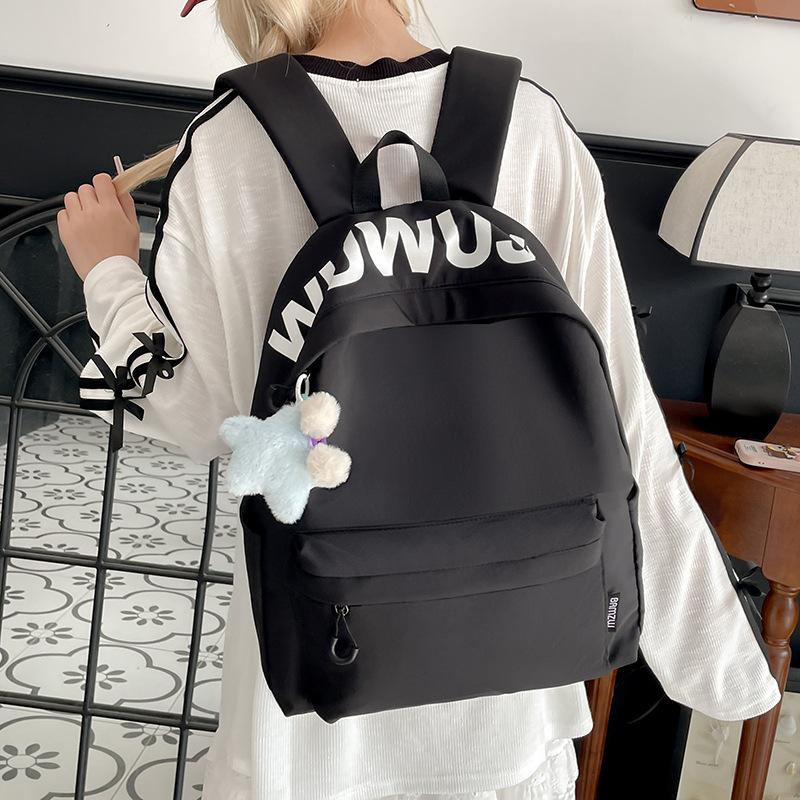 Korean Version of Alphabet Large-capacity Schoolbag Niche Design Fashionable Versatile Casual Backpack Lightweight Waterproof Burden-reducing Backpack