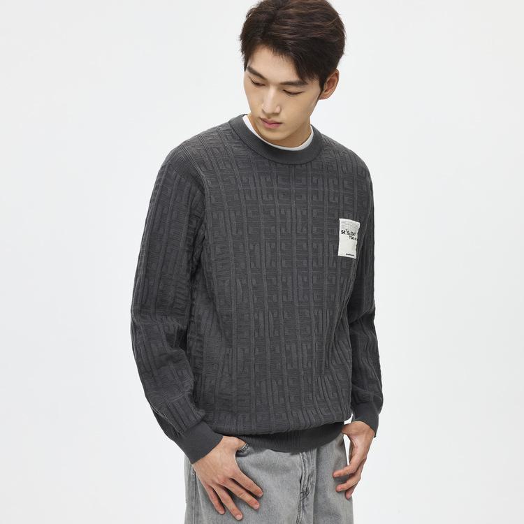 Men s 2025 Winter Thick Jacquard Lyocell Wool Round Neck Sweater Extra Large