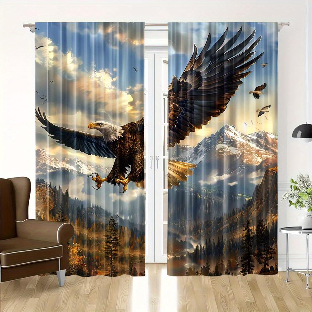 

2pc Eagle Scratching Snake Mexican Flag Bohemian PatternCurtain Rod Pocket Mount Digital Printed Curtains 100 PolyesterMaterial W65X60H(cm)X2Pcs&Hook