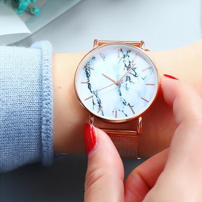 Creative Women's Watch Alloy Mesh Belt Quartz Watch Round Dial