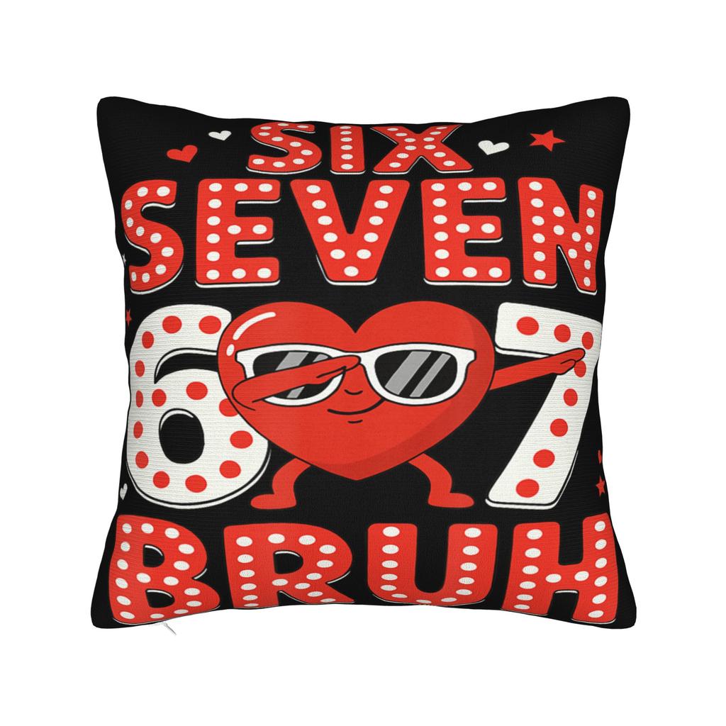 67 Meme Six Seven Valentine Heart Pillow Cover Novelty Pillow Case For Sofa Home Decoration Soft Pillowcases Gift