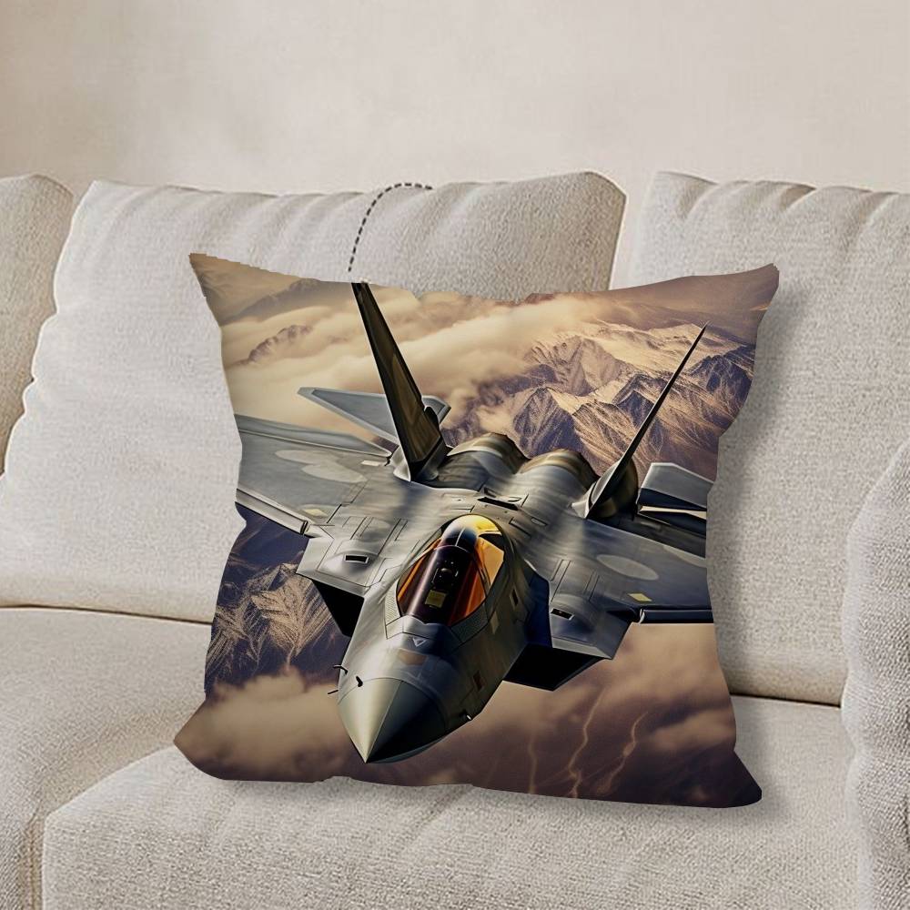 F-F35 F-Fighter Jets F22 Pillow Case Anti-dustmite Pillowcase Invisible Zipper Silky Short Plush Sofa Cushion Cover
