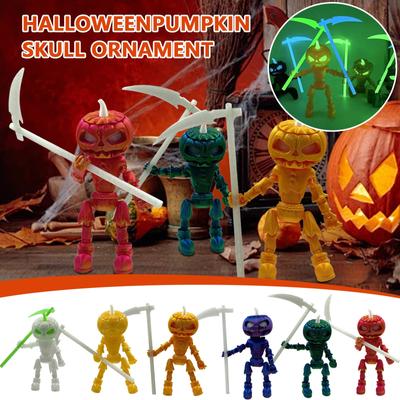 Halloween Pumpkins Skulls Ornaments With Movable Joints And Luminous Garden Holiday Decorations