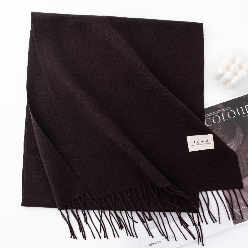 New Solid Color Maillard Imitation Cashmere Scarf for Women Autumn and Winter High End Warm Shawl Simple Scarf