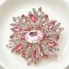 Multicolor Rhinestone Flower Brooch Shiny Crystals Gold Plated Frame For Wedding Party Formal Outfit Accessories