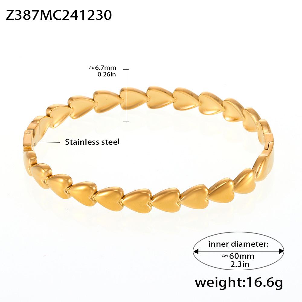 Women's Heart Cuff Bracelet Bangles In Stainless Steel 18k Gold Plated Waterproof No Tarnish Openable Bracelets Bangle For Women