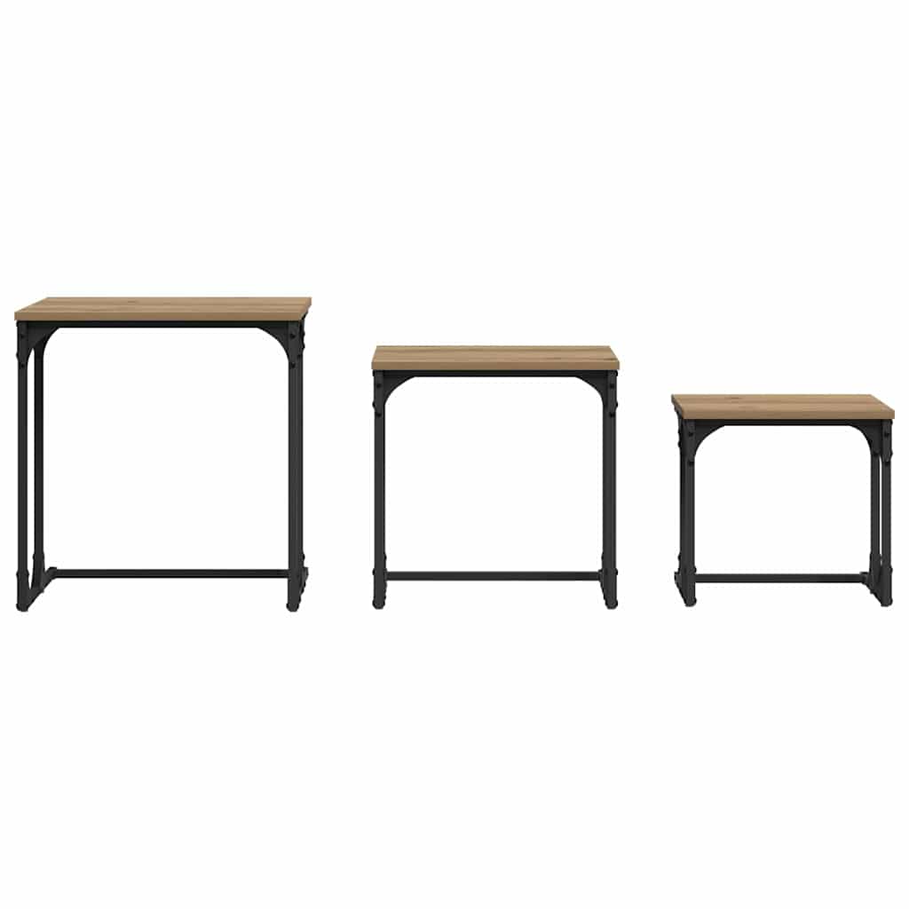 Nesting Coffee Tables 3 pcs. Artisan Oak 50.5 x 35 x 53 cm