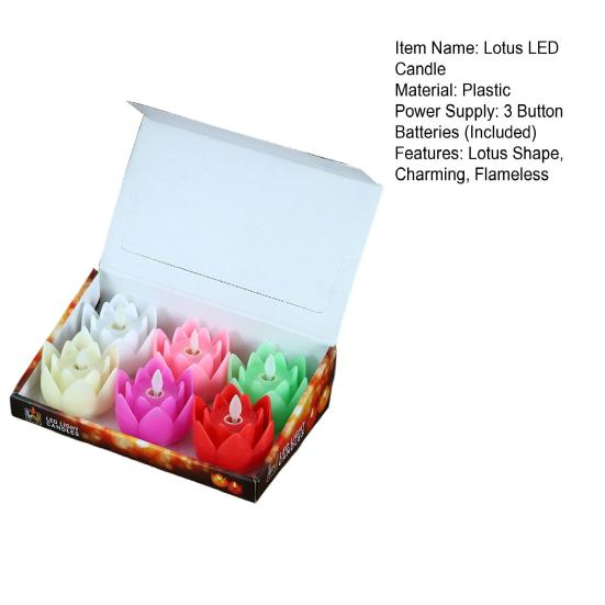 6 Pcs Diwali LED Lotus Candles Flameless Lotus Tea Light Battery Operated Flickering Buddhist Lamp for Home Desktop Centerpiece