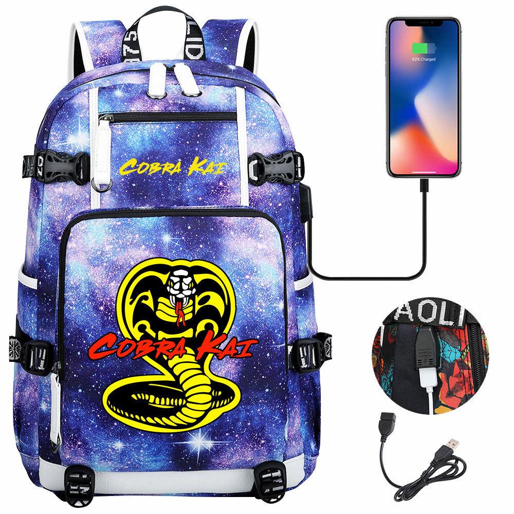 American Drama Cobra Print USB Teen Student Schoolbag Men and Women Leisure Large Capacity Travel Backpack