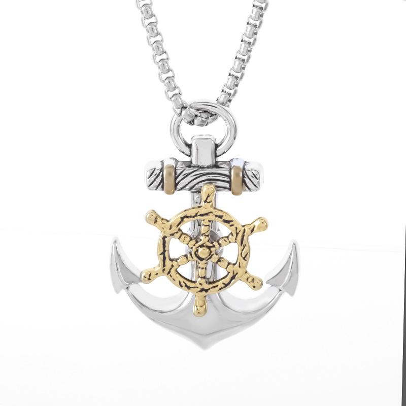 Retro Anchor All-match Compass Rudder Jewelry Pendant Necklace