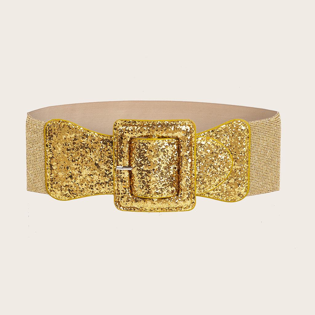 Grobkörniger Gürtel mit quadratischer Schnalle, personalisierter Gürtel mit Fischschuppenmuster, elastischer Taillengürtel, Damen-Kleideraccessoires