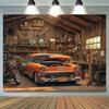 Classic Garage Workshop Tapestry: Auto Enthusiast's HavenWall Decoration Background Cloth, Bedroom Room Home Decoration