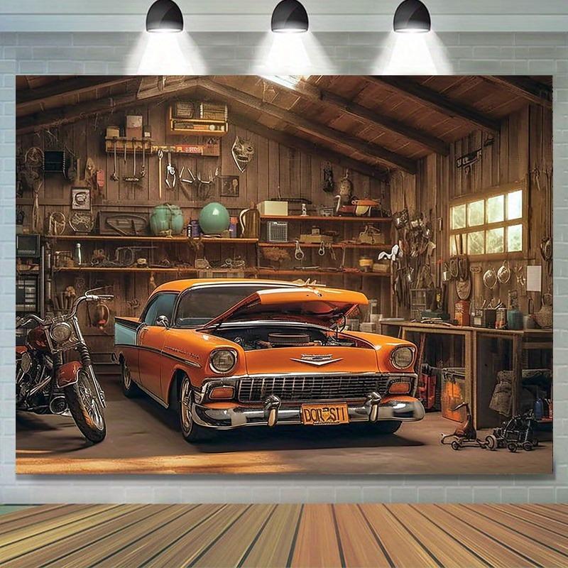 Classic Garage Workshop Tapestry: Auto Enthusiast's HavenWall Decoration Background Cloth, Bedroom Room Home Decoration