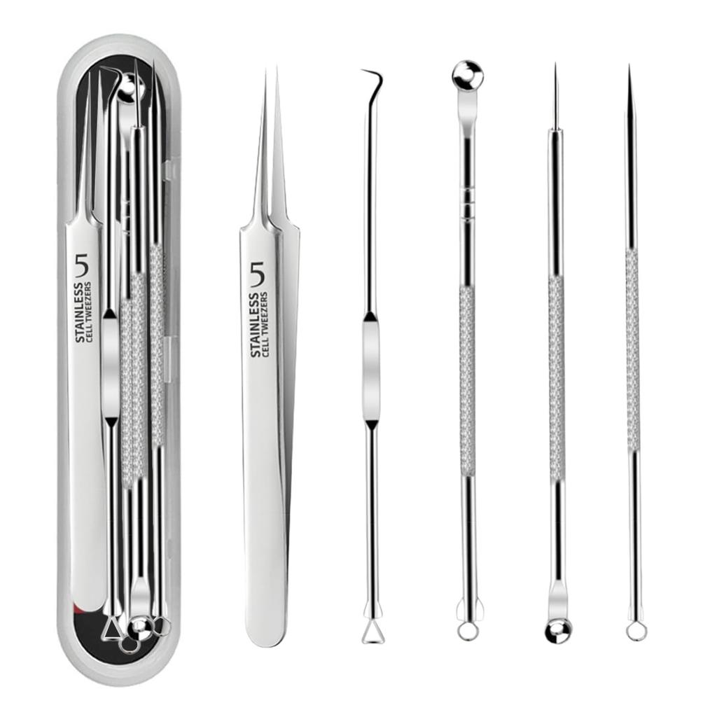 Set of Antibacterial Stainless Steel Acne Needles and Blackhead Blackhead Removal Kit with Storage Cell Acne Blackhead Blackhead Face Acne Hair Pus
