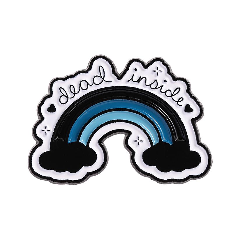 

Dead Inside Black Rainbow Enamel Pin Disappointed Negative Quote Metal Brooch Lapel Backpack Badge Jewelry Accessories Gift