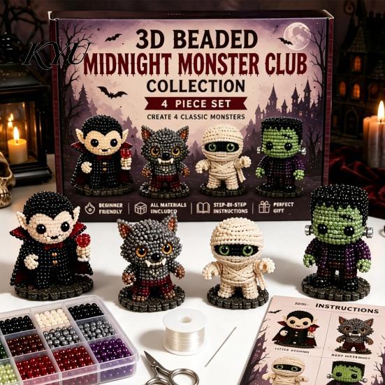 Parent Child Interactive Activity 3D Beaded DIY Kit, Lifelike Christmas Animal Beading Craft Set, Set for Kids Handmade Easy Embroidery Kit And Adults