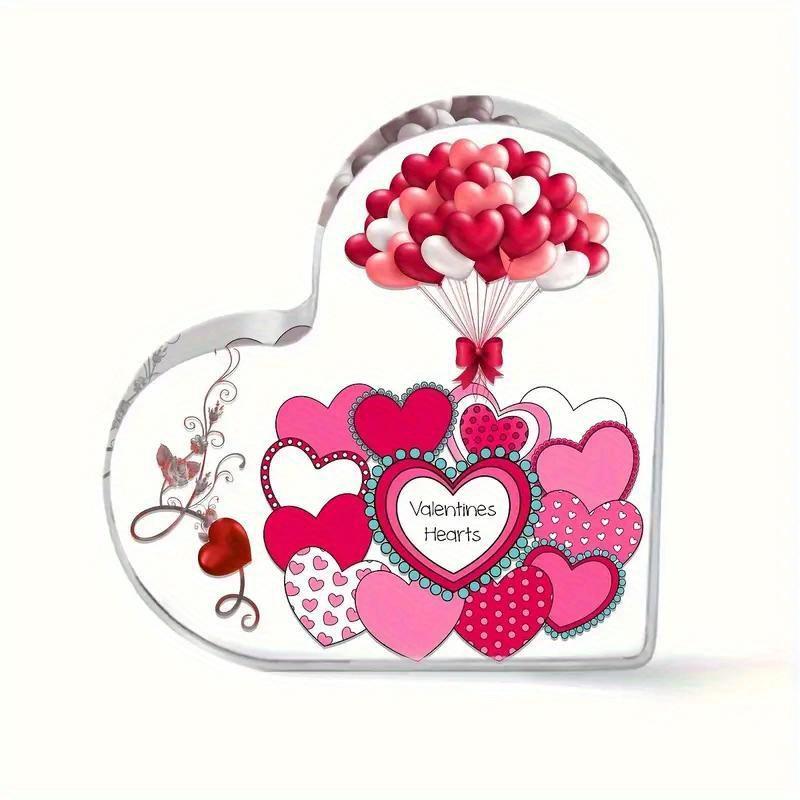 1pc Heart Shape, Acrylic Material, Heart-shaped Balloon Pattern Transparent Ornaments, The Best Gift for Lovers Couple- Acrylic Desktop Ornament