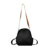 Womens Nylon School Backpack Simple Solid Color Adjustable Strap Zippered Crossbody Bag Multi Pockets Shoulder Book Bag  Black