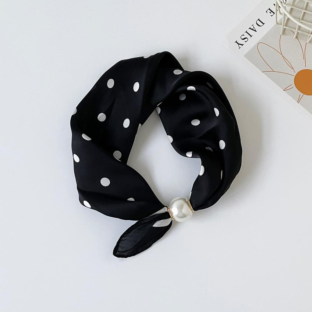 Scarf Magnetic Silk Collarbone Pearl Neck Scarf Thin Lazy Pendant Chain Buckle Bandana Handkerchief Foulards Femme Accesories