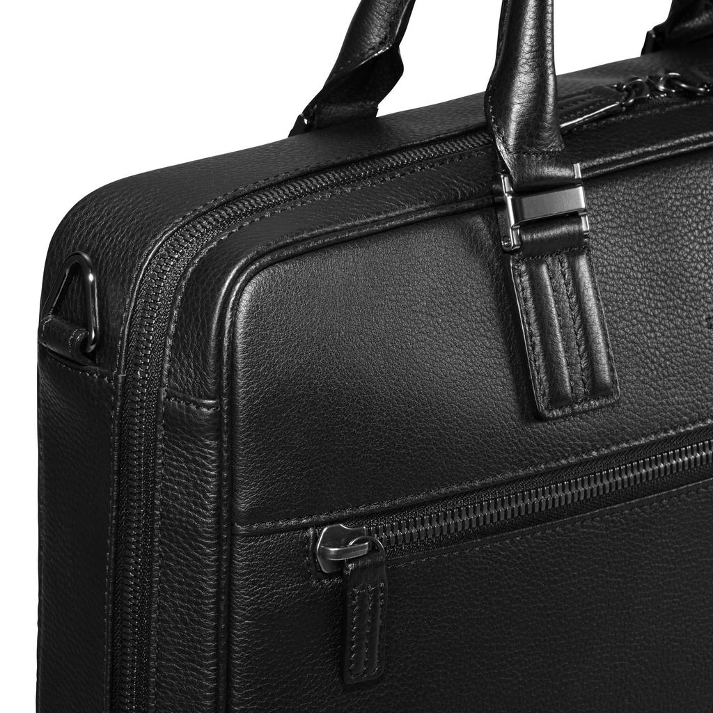 Business Bag Genuine Leather 1 Air Chamber B4 Compatible Inch PC with Shoulder Belt Briefcase Black [Zero Halliburton] Men's "MC Collection" 13.3