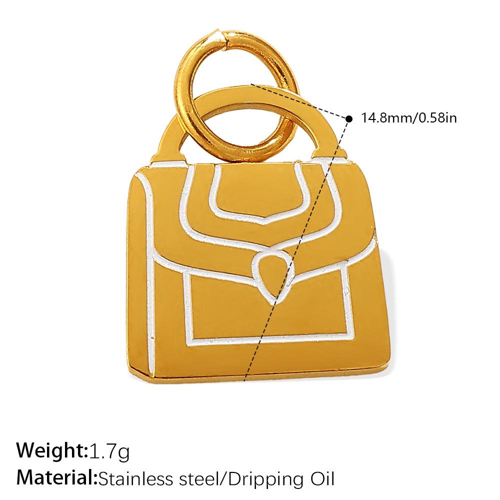 European and American Versatile Creative Color Bag Pendant, Stainless Steel Dripping Oil DIY Bracelet Necklace Accessories
