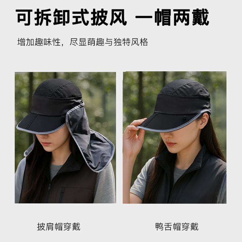 Neck Protection, Sun Protection Cap, Removable Mask, Men's and Women's Visors, UV Protection, Breathable Bucket Hat, Windproof and Dustproof Cap