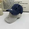Vintage brim letter embroidered baseball cap women's casual versatile peaked cap, broken hole showing face small wide brim sun hat