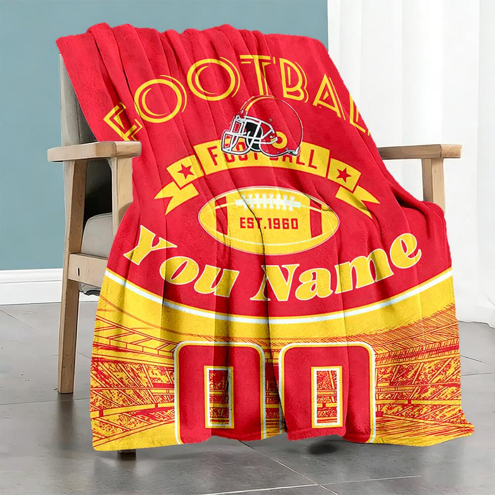 Rugby Fans Personalized Name Blanket Lightweight Personalized Blanket Durable Comfort Great for Couch Office Nap Chair Ideal for All Seasons