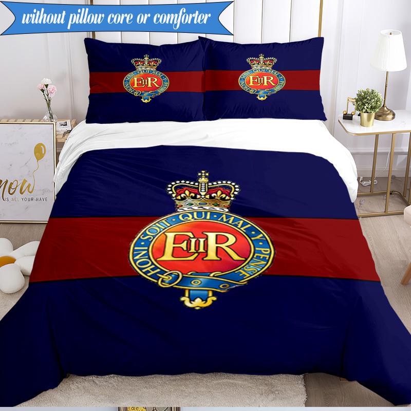 3PCS Royal Engineers Crest Emblem Bedding Set 2D Printing (Includes 1 Duvet Cover + 2 Pillowcases Coreless), Bedroom decor,Fan Gift