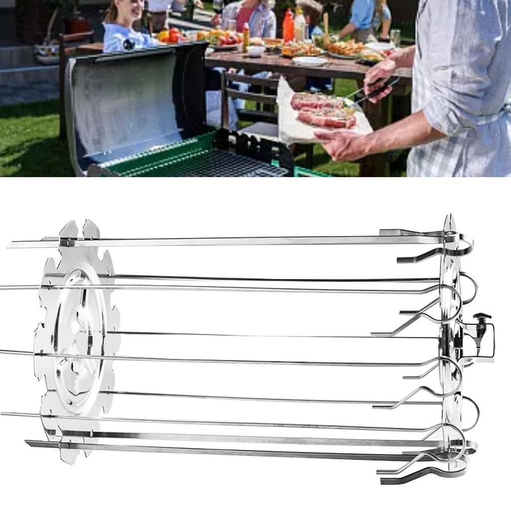 BBQ Roaster Rotisserie Skewers Needle Cage Oven Kebab Grill Stainless Steel Barbecue Tools for Electric Oven