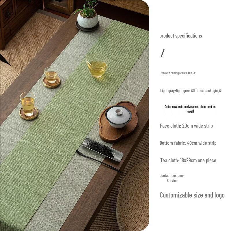 Hantun Chinese Style Waterproof Straw Woven Bamboo Tea Mat