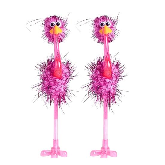 Penne Peluche Cartone Animato Struzzo Penne a Sfera in Plastica, Penna Divertente Autoportante, Punta 0,5 mm, Accessori Decorativi da Tavolo Scrittura Pelosa