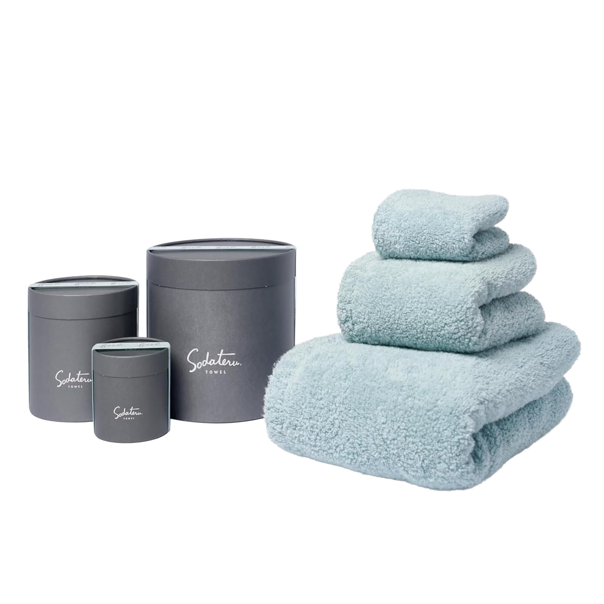 

Sodateru Towel Set Fog Blue Boxed Feel (3 Sizes) (60x120cm/34x85cm/20x40cm) 100% Cotton, (SD-FEEL-BFPFB)