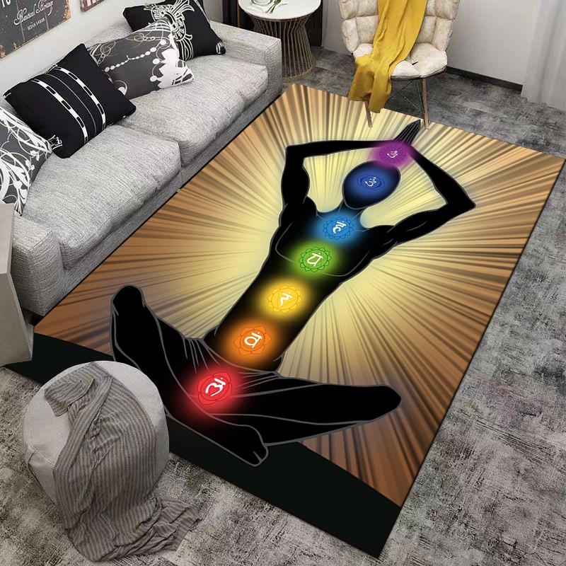 Colorful Chakra Pattern Meditation Carpet Suitable for use as an anti-slip game mat for living room and bedroom sofas