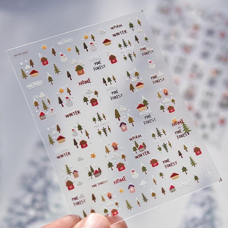 

Songlin Cottage Nail Stickers New Arrival Ins Christmas Tree Relief Three-Dimensional Internet Celebrity 5d Children Nail Stickers Decoration Pine Lodge 4707
