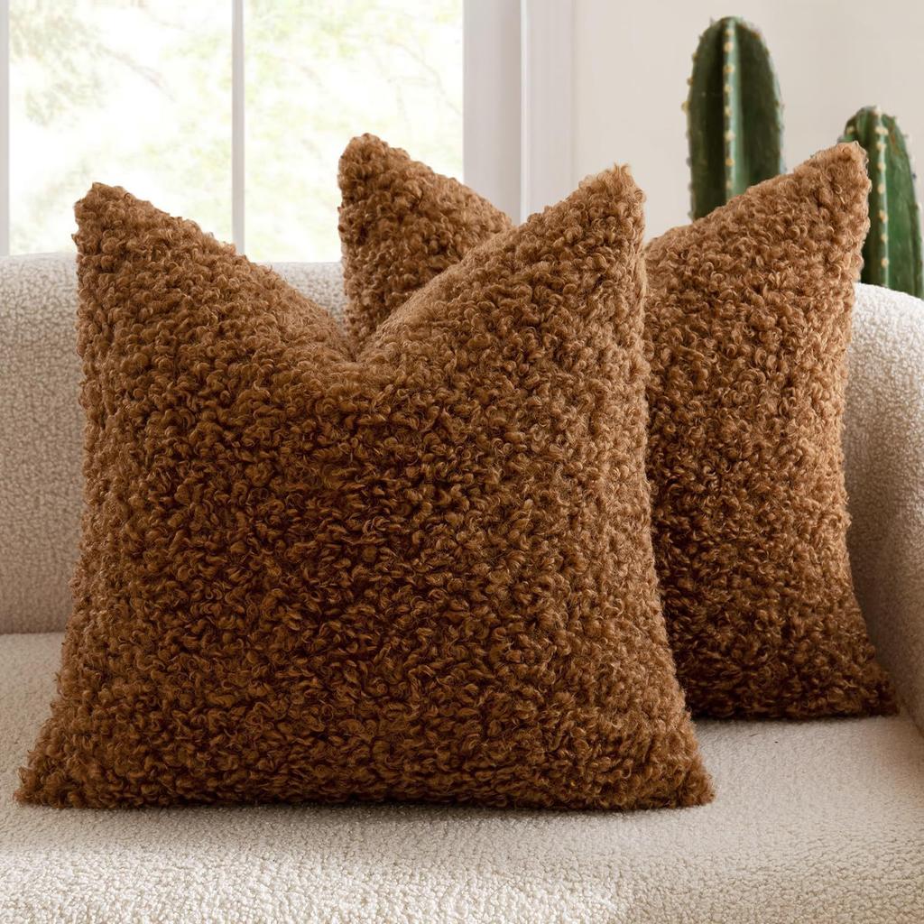 Thick Soft Lamb Wool Pillow Cover Solid Color Modern Simple Nordic Sofa Cushion For Cozy Home Decor