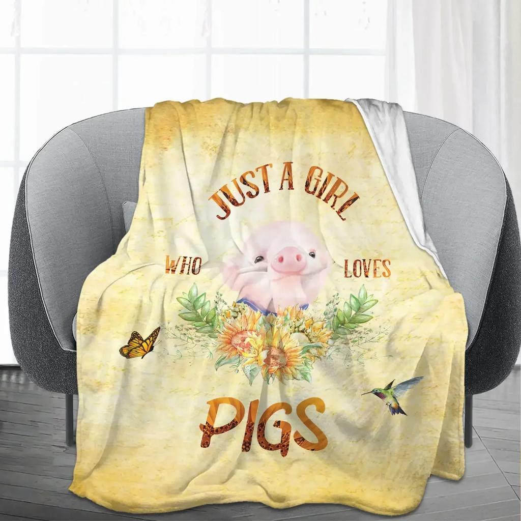 Pig Blanket Gifts for Women Pig Lovers,Pink Pig Blankets for Girls Boys,Cozy Warm Cute Animal Flannel Throw Blanket for Bed Sofa