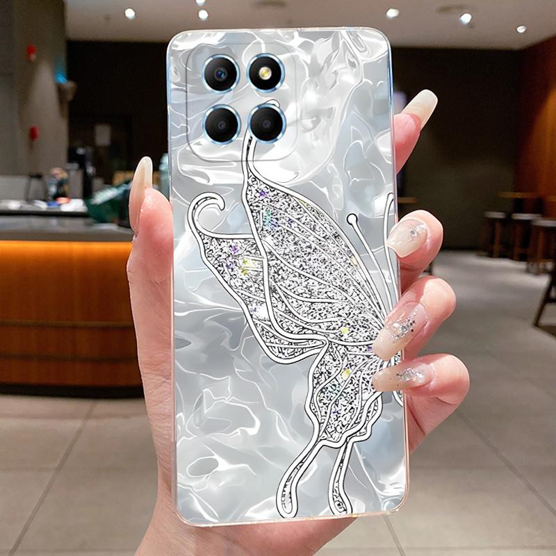 Phone Case For Honor X6 4G/X6S 4G/70 Lite/Play 30M/Honor X8 5G Butterfly Protective Casing Transparent Soft Silicone TPU Cover